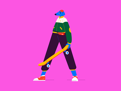 A for 36 days of type 36daysoftype colorpalette cool costarica dog illustration skateboard