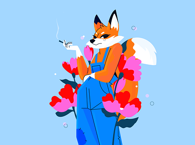 foxy flower character design costarica cute flowers fox ill illustration smoke