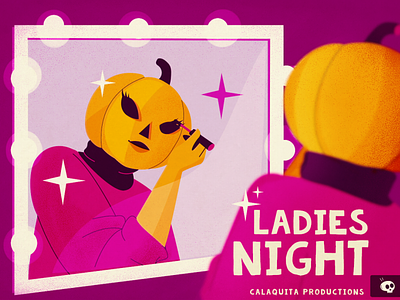 Ladies night beauty costarica halloween illustration ladies make up mirror night party pumpkin