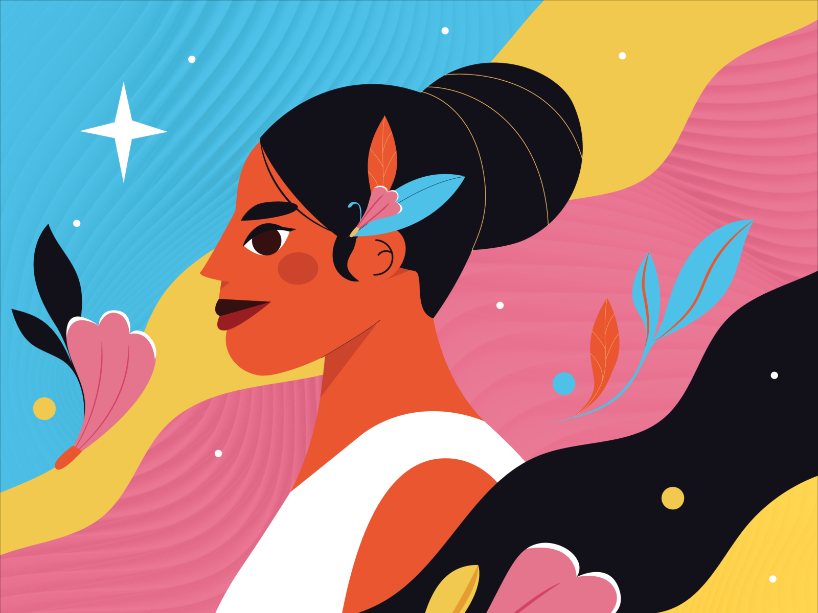 Floral indigenous woman by Daniela Jiménez on Dribbble