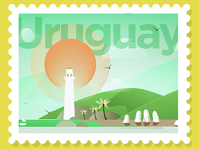 Estampita de viaje Uruguay danijg illustation stamp sun travel uruguay