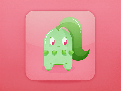 Chikorita Pokemon app cute flat gaming icon monster nintendo pokemon vector