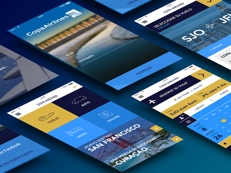 Copa Airlines app design by Daniela Jiménez on Dribbble