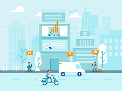 Home website illustration city illustration internet people services technology