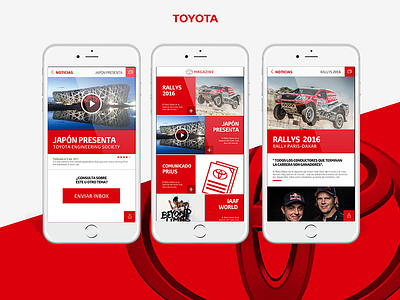 UI Toyota App design magazine app cars ui ux web design