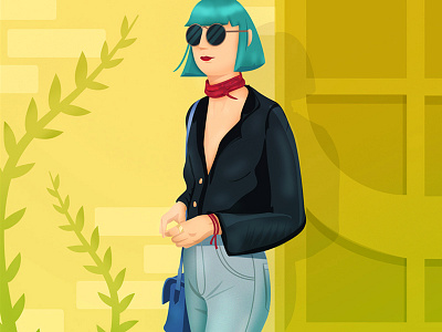 Aranjuez de moda bag blue city costarica fashion girl green illustration outfit pants vogue yellow