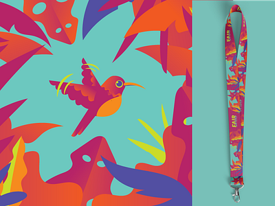 FairNatura Personal Project bird colors costa rica fair hummingbird illustration nature pink plants