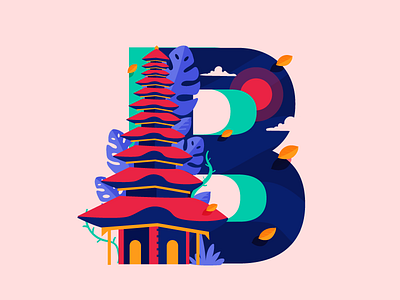 36 days of type | 2018 | B bali illustration indonesia letter sun temple travel type