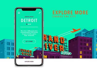 Explore City america app building city costa rica detroit illustration iphone