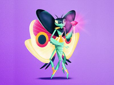 Mantis costa diamond illustrations insect pink