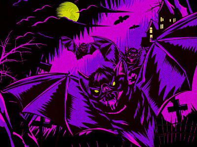 Halloween Bats bat costarica halloween haunted illustration night vintage