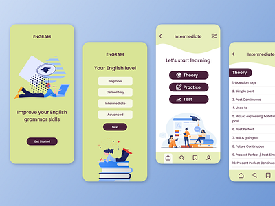 English Grammar Mobile App app design illustration ui ux