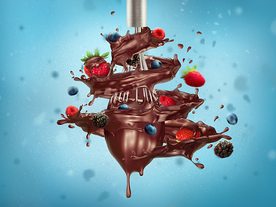 Chocolate Whisk 3d ad cgi fruits illustration photoshop render retouch sculpting splash chocolate whisk