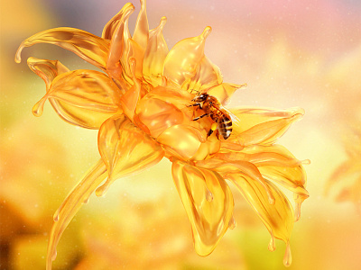 Honey Flower 3d cgi modelling photoshop render retouch sculpting