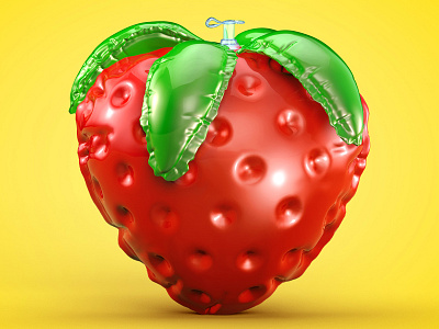 Inflatable Strawberry 3d cgi inflatable modelling photoshop render retouch sculpting strawberry