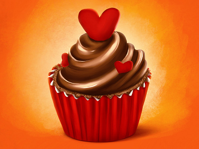 Cupcake cupcake digital painting drawing hearts illustration painting photoshop