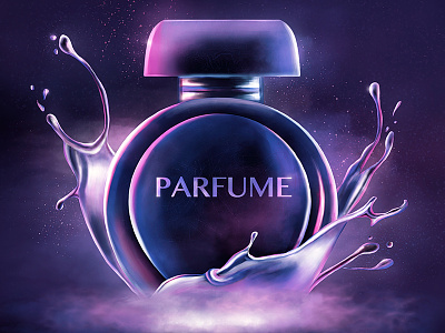 Parfume bottle digital digital painting drawing illustration lights neon perfume photoshop