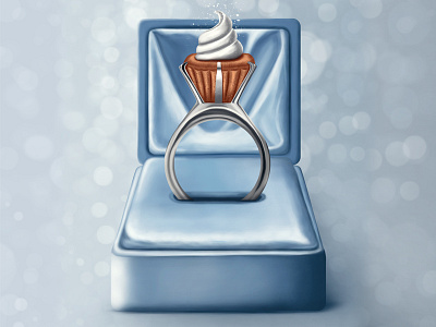 Diamond Bakery box cupcake diamond digital painting drawing illustration painting photoshop ring