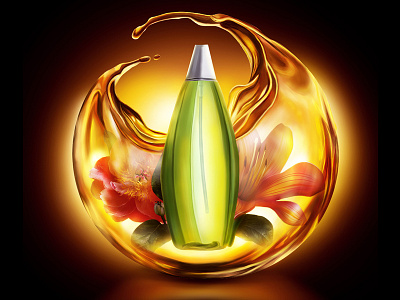 Fragrance bottle digital painting drawing flowers illustration painting photoshop splash