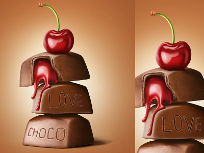Love Choco candy cherry chocolate digital drawing digital painting filling illustration photoshop