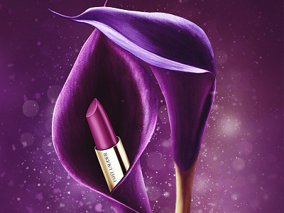 Lipstick advert bokeh calla digital drawing flower illustration lily lipstick painting purple