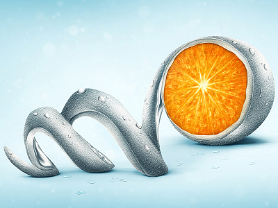 Eat Organic Fruits digital drawing fruit hand drawn illustration orange organic painting silver social