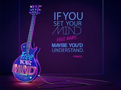 Free Your Mind cinema4d guitar illustration neon photoshop render type typography