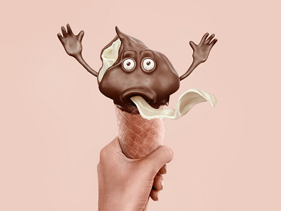 Ice cream 3d cinema4d hand drawn ice cream. cartoon. illustration photoshop render