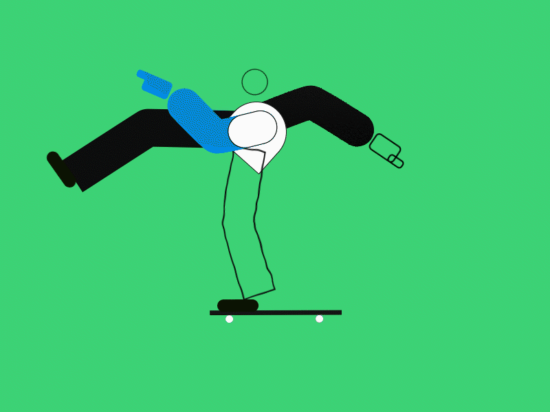 Skater green shape skate 2d animation rubberhose skateboard skaterboy