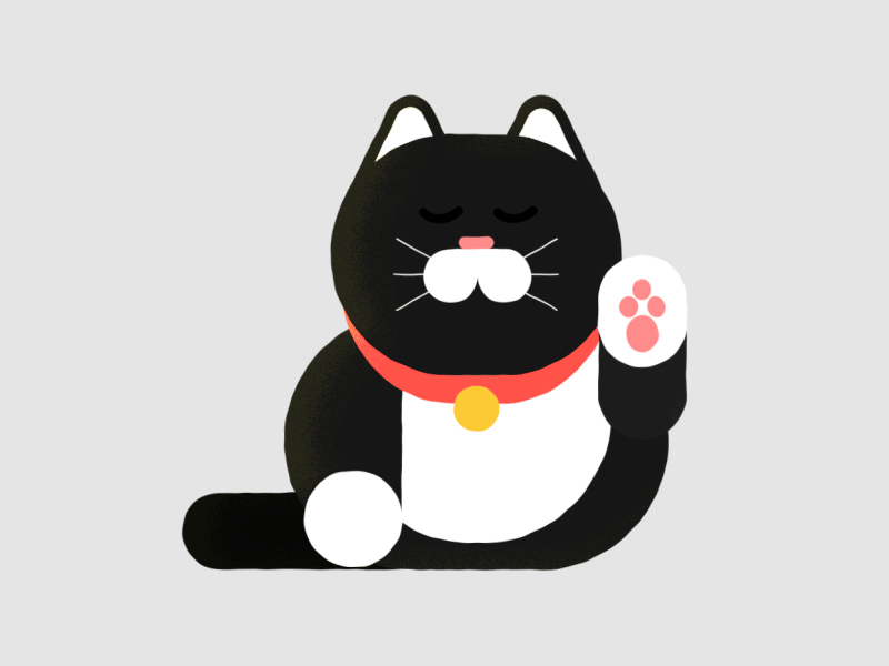 Maneki-neko cat character design manekineko motion vector