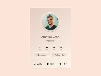 Neumorphism Profile Card Design