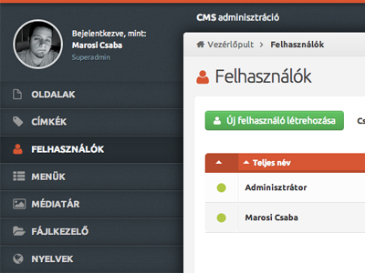 CMS sidebar admin avatar backend bootstrap cms fontawesome menu navigation