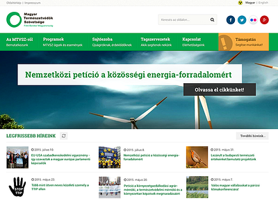 Upcoming redesign of Friends of the Earth Hungary green header news web