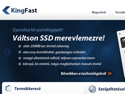 KingFast blue featured landing page myriad pro technology white