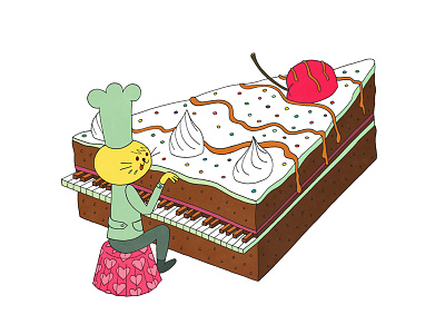 Sweet music baker bakery bunny cake cherry chocolate music piano stool sweet
