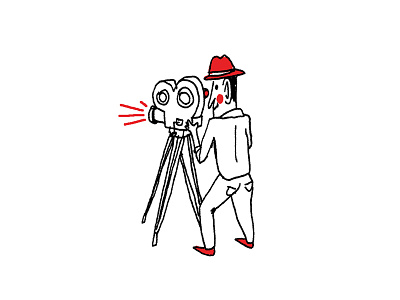 Cameraman cameraman cartoon doodle filming hat illustration line man pen red white