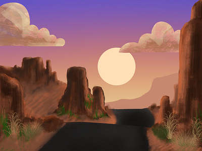 Wild West Sunset adobecreative desert design digital art graphic design illustration painting procreate sunset wildwest