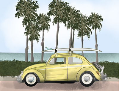 California Beetz adobecreative beetz california car illustration digital art illustration procreate vwbeetle