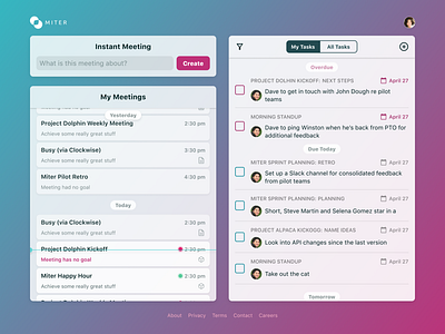 Miter Dashboard productivity