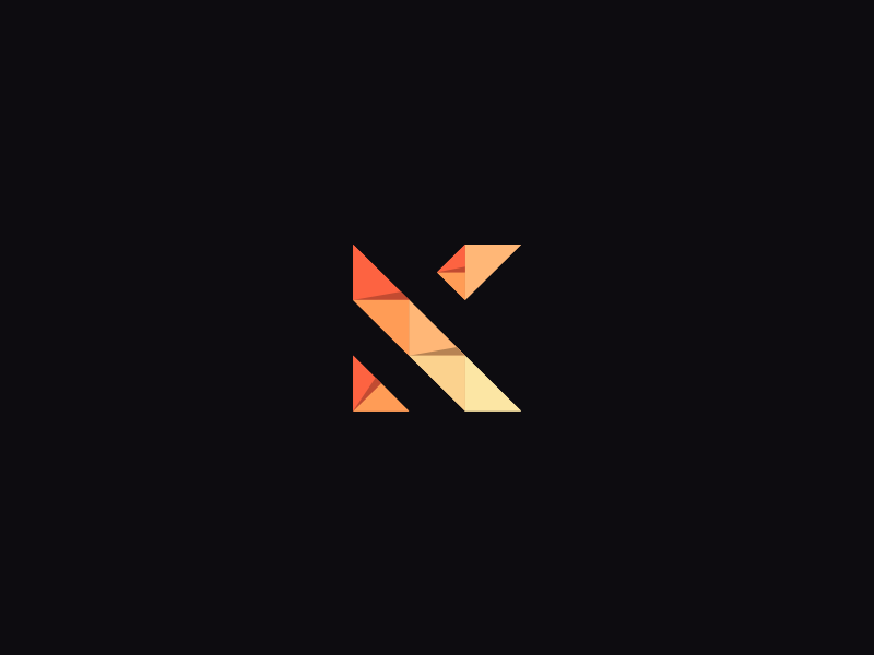 Personal Mark fold flat origami triangle portfolio k logo mark identity personal