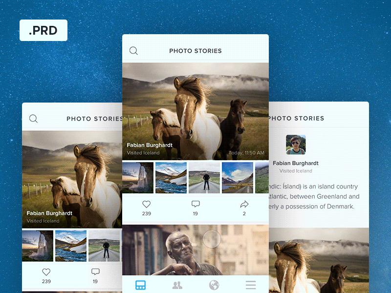 Photo Stories concept download explore facebook freebie gallery photo photography prd principle stories travel