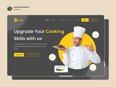Landing Page Cooking Course aplication app branding design illustration landingpage logo slemancreator ui uidesigner uiux uxdesigner vector webdesign