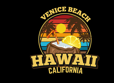 venice beach hawaii california retro vintage design beach graphic design holiday ocean palm tree retro summer vector vintage