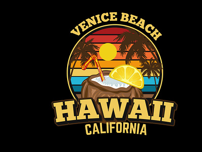 venice beach hawaii california retro vintage  design