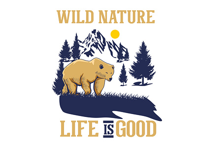 wild nature life is good hand drawn illustration design animal bear design graphic design holiday illustration nature ocean summer vector