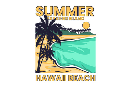 summer paradise island flat illustration hand drawn design beach design graphic design holiday illustration nature nountain ocean sky summer vector