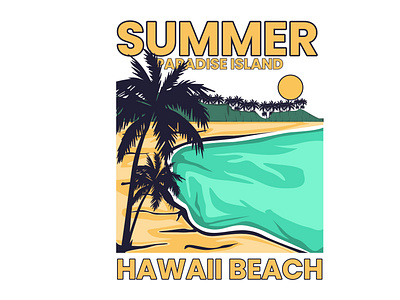 summer paradise island flat illustration hand drawn design