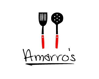 Amarros black italian red restaurant script