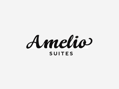 Amelio Suites logo minimal sans serif script sign