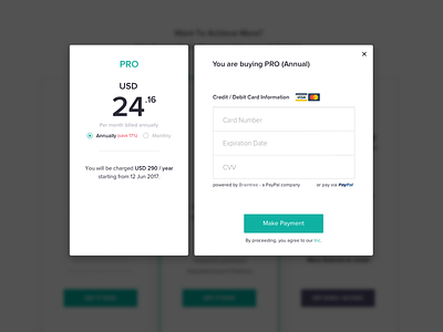 Pricing Modal modal payment pricing